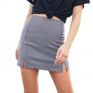 Brandy Melville John Galt plaid Cara mini skirt black and white gingham OS